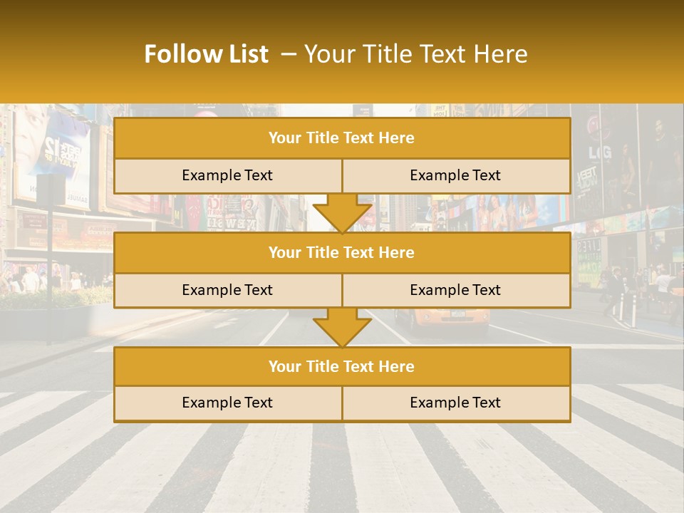Two Taxi Cabs Driving Down A Busy City Street PowerPoint Template