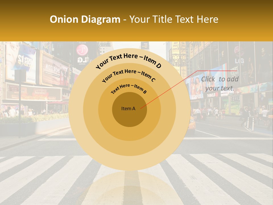 Two Taxi Cabs Driving Down A Busy City Street PowerPoint Template