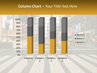 Two Taxi Cabs Driving Down A Busy City Street PowerPoint Template