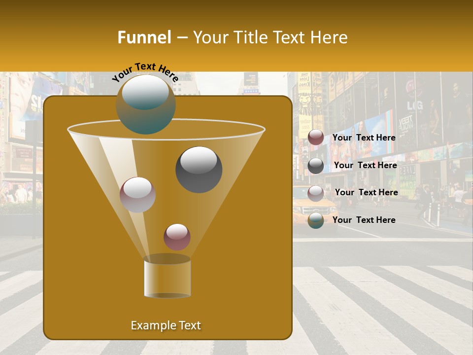 Two Taxi Cabs Driving Down A Busy City Street PowerPoint Template