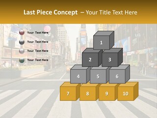 Two Taxi Cabs Driving Down A Busy City Street PowerPoint Template