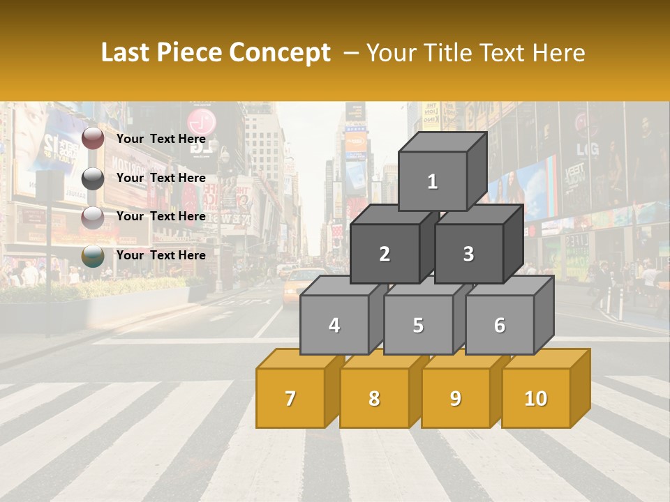 Two Taxi Cabs Driving Down A Busy City Street PowerPoint Template