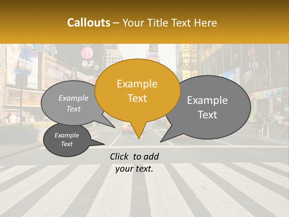 Two Taxi Cabs Driving Down A Busy City Street PowerPoint Template