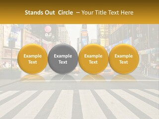 Two Taxi Cabs Driving Down A Busy City Street PowerPoint Template