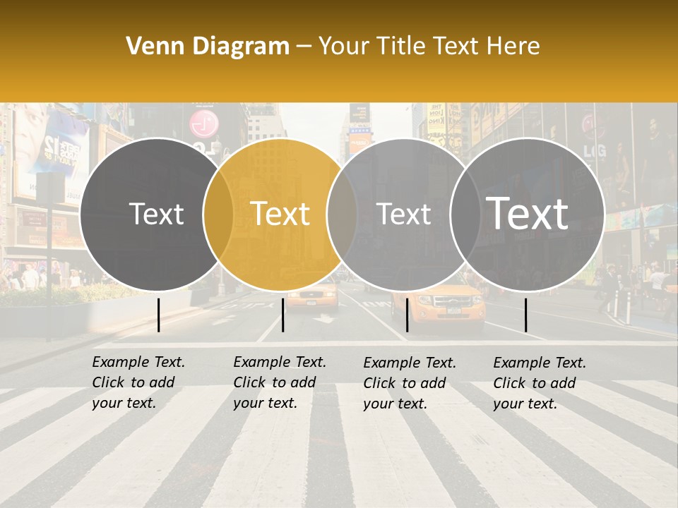 Two Taxi Cabs Driving Down A Busy City Street PowerPoint Template