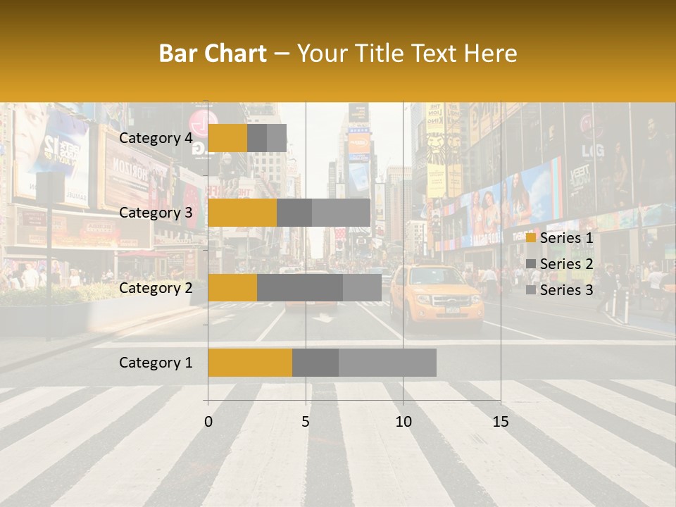 Two Taxi Cabs Driving Down A Busy City Street PowerPoint Template