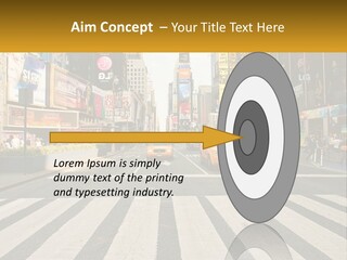 Two Taxi Cabs Driving Down A Busy City Street PowerPoint Template