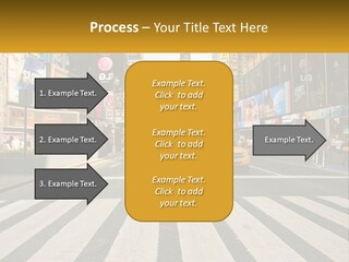 Two Taxi Cabs Driving Down A Busy City Street PowerPoint Template