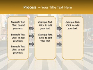 Two Taxi Cabs Driving Down A Busy City Street PowerPoint Template