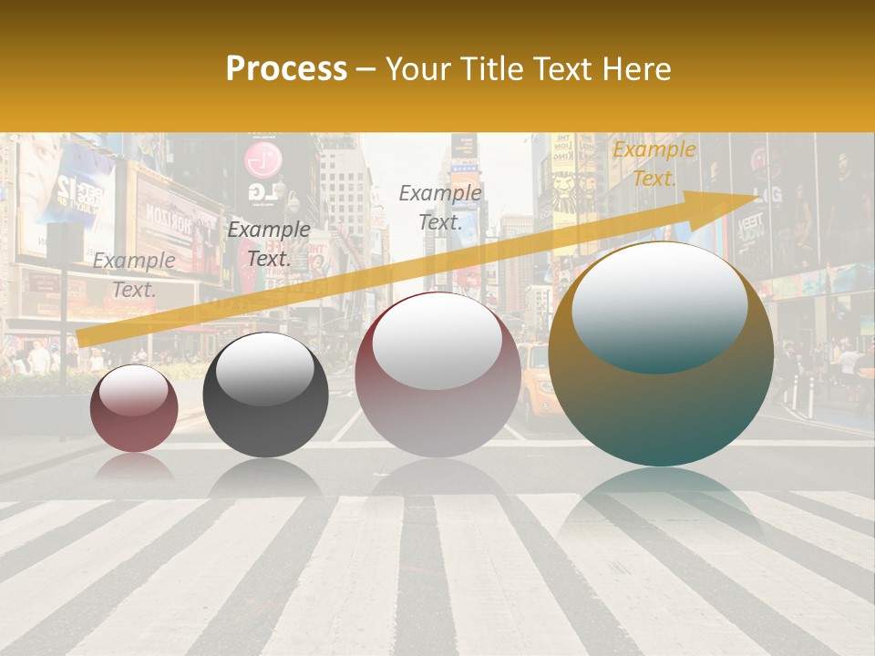 Two Taxi Cabs Driving Down A Busy City Street PowerPoint Template