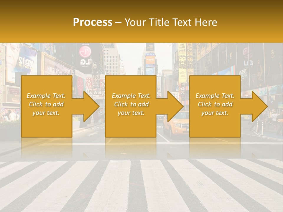 Two Taxi Cabs Driving Down A Busy City Street PowerPoint Template