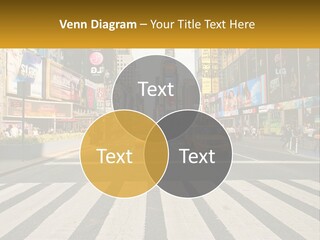 Two Taxi Cabs Driving Down A Busy City Street PowerPoint Template