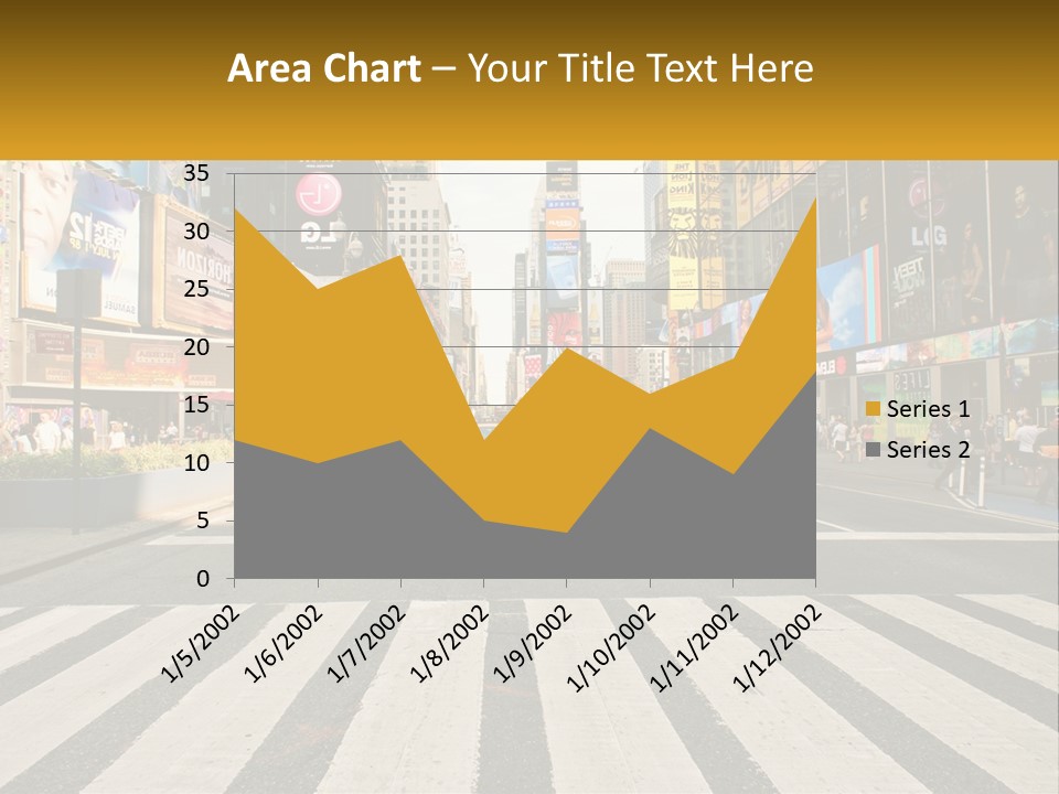 Two Taxi Cabs Driving Down A Busy City Street PowerPoint Template