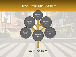 Two Taxi Cabs Driving Down A Busy City Street PowerPoint Template
