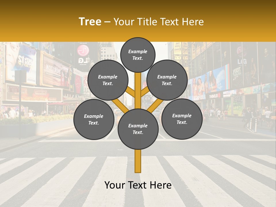 Two Taxi Cabs Driving Down A Busy City Street PowerPoint Template