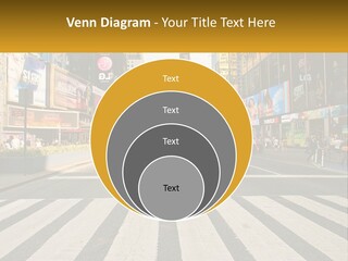 Two Taxi Cabs Driving Down A Busy City Street PowerPoint Template