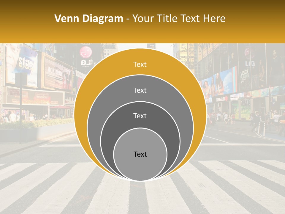 Two Taxi Cabs Driving Down A Busy City Street PowerPoint Template