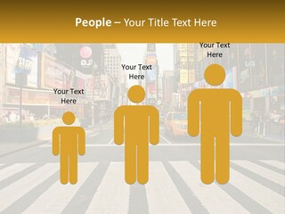 Two Taxi Cabs Driving Down A Busy City Street PowerPoint Template