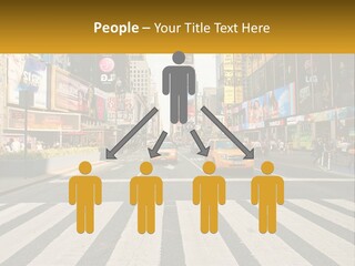 Two Taxi Cabs Driving Down A Busy City Street PowerPoint Template
