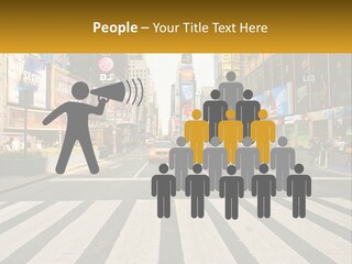 Two Taxi Cabs Driving Down A Busy City Street PowerPoint Template