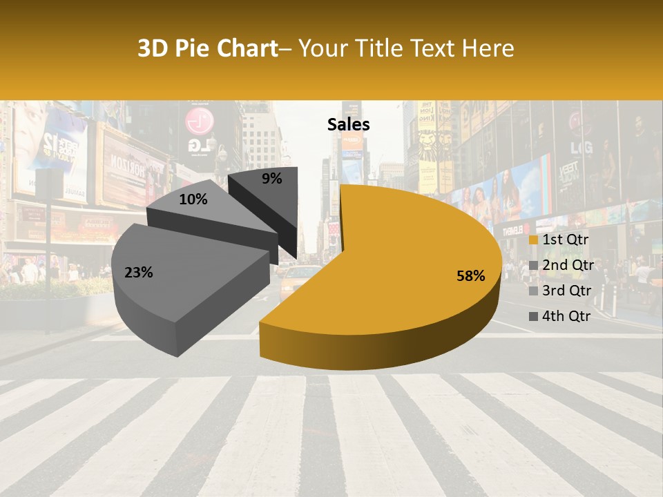 Two Taxi Cabs Driving Down A Busy City Street PowerPoint Template