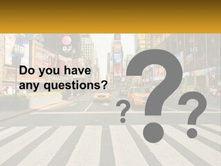 Two Taxi Cabs Driving Down A Busy City Street PowerPoint Template