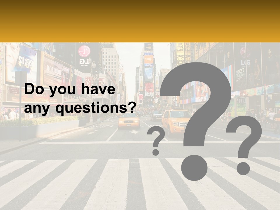 Two Taxi Cabs Driving Down A Busy City Street PowerPoint Template