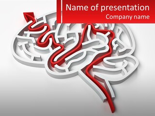 A Red And White Brain With A Red Banner PowerPoint Template