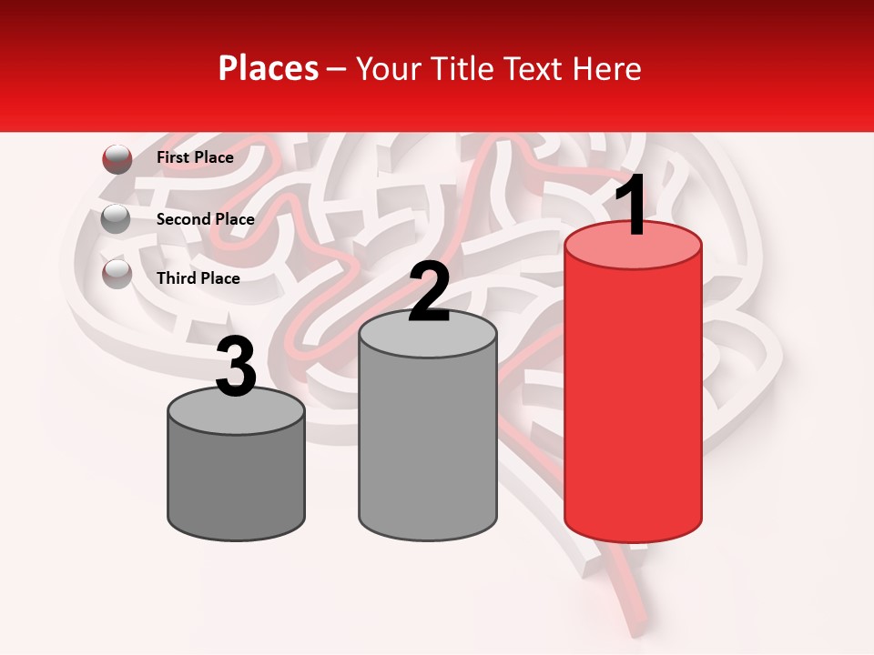 A Red And White Brain With A Red Banner PowerPoint Template