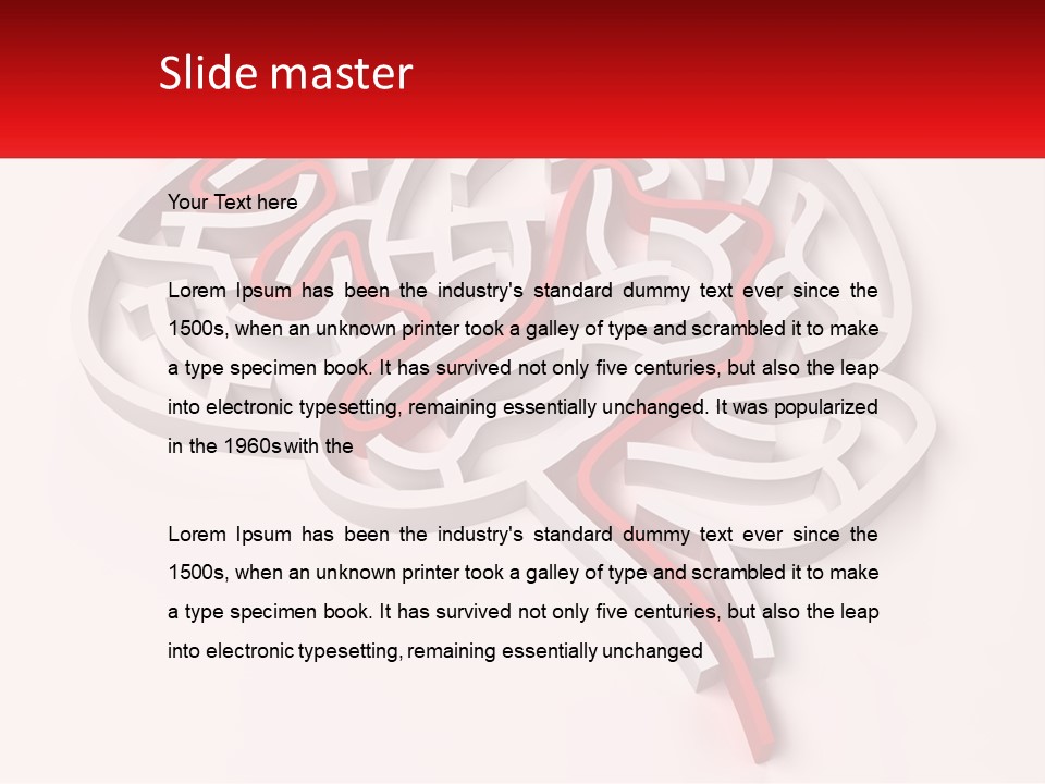 A Red And White Brain With A Red Banner PowerPoint Template