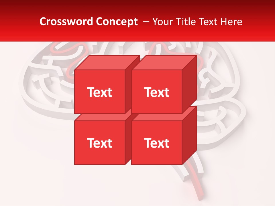 A Red And White Brain With A Red Banner PowerPoint Template