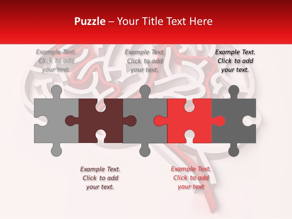 A Red And White Brain With A Red Banner PowerPoint Template