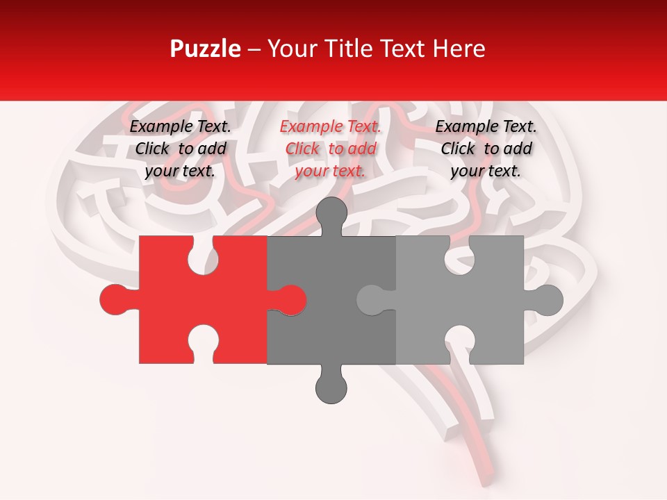 A Red And White Brain With A Red Banner PowerPoint Template