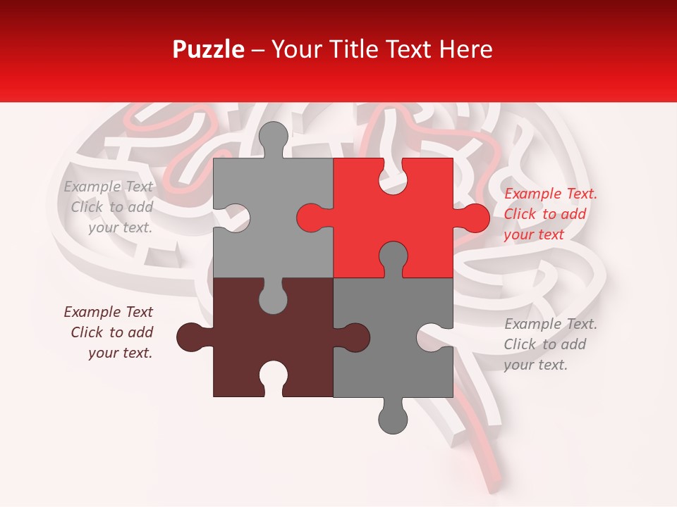 A Red And White Brain With A Red Banner PowerPoint Template