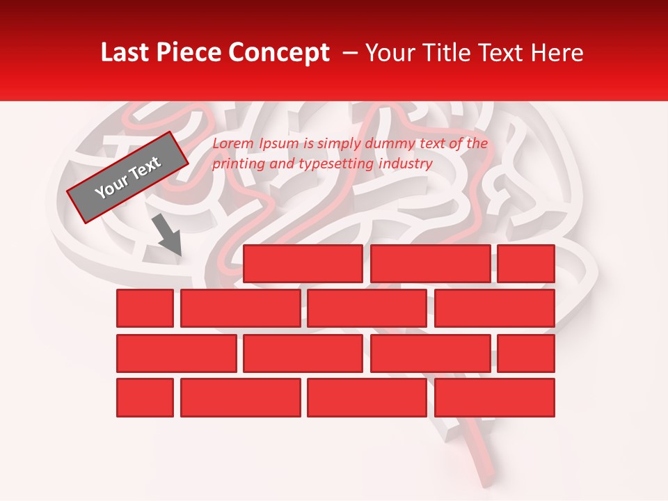 A Red And White Brain With A Red Banner PowerPoint Template