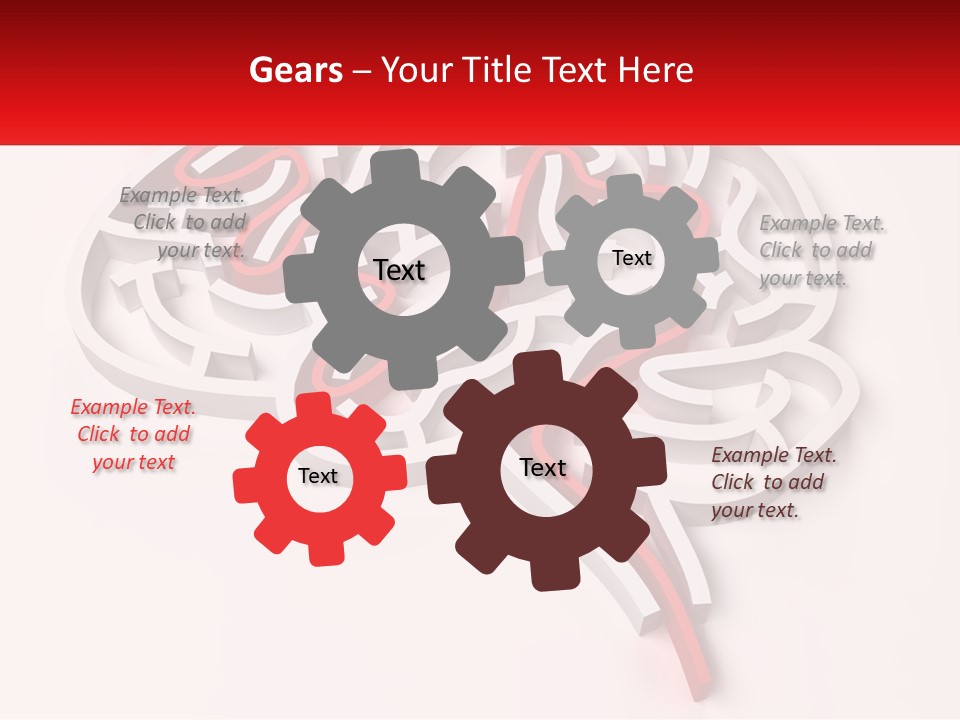 A Red And White Brain With A Red Banner PowerPoint Template
