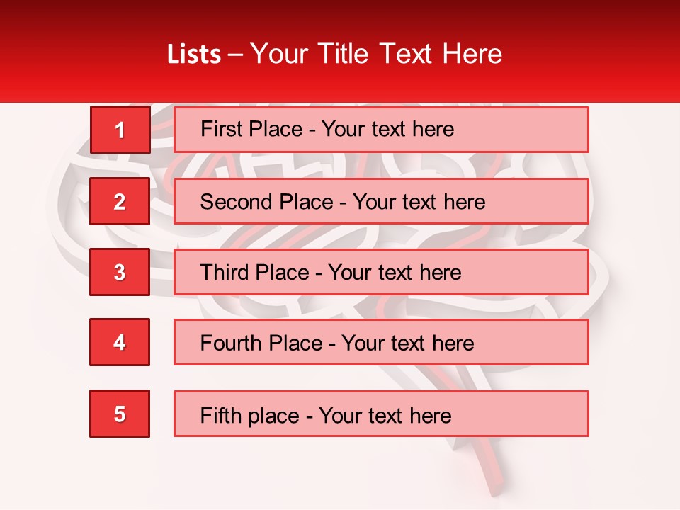 A Red And White Brain With A Red Banner PowerPoint Template