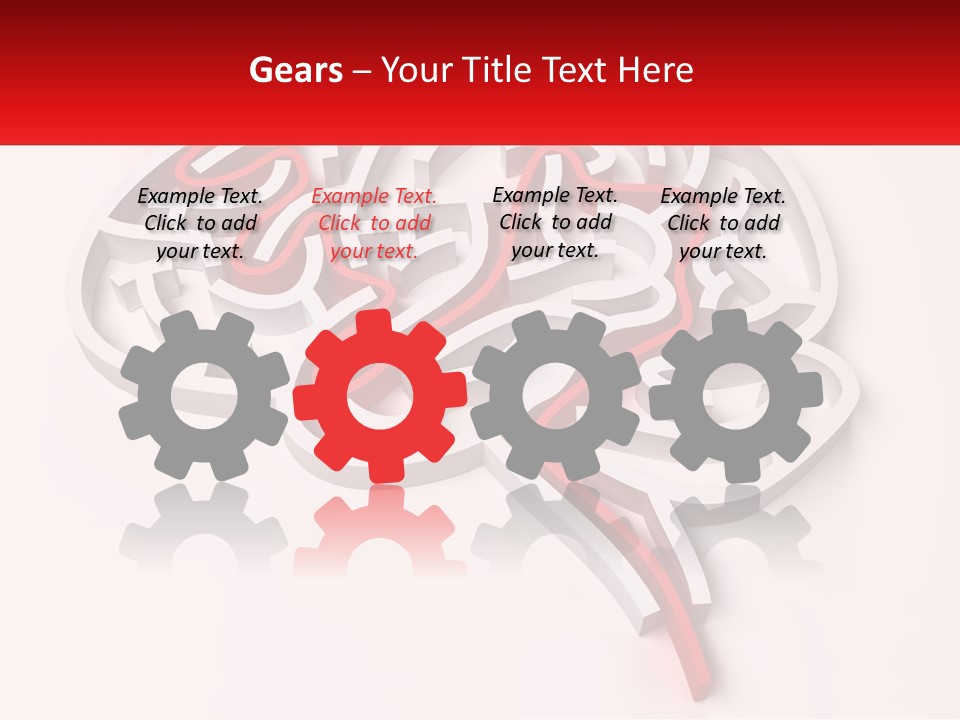 A Red And White Brain With A Red Banner PowerPoint Template