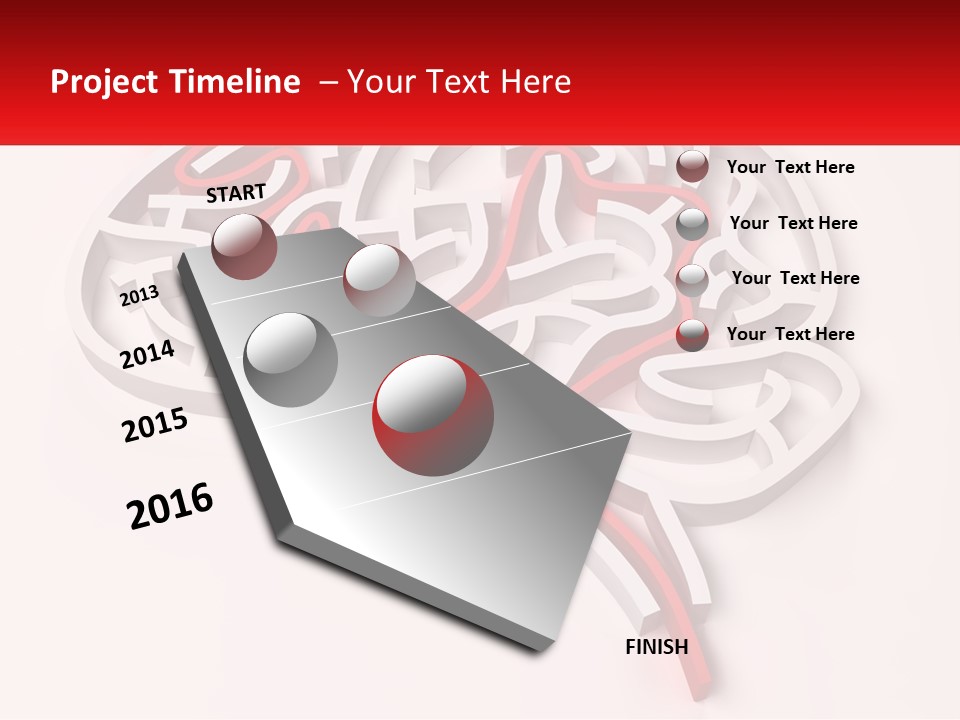 A Red And White Brain With A Red Banner PowerPoint Template