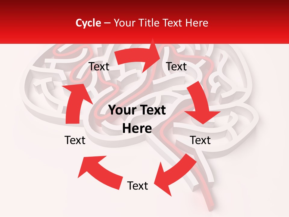 A Red And White Brain With A Red Banner PowerPoint Template