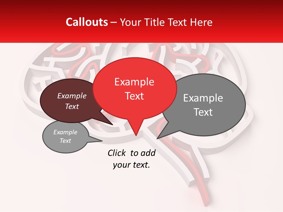 A Red And White Brain With A Red Banner PowerPoint Template