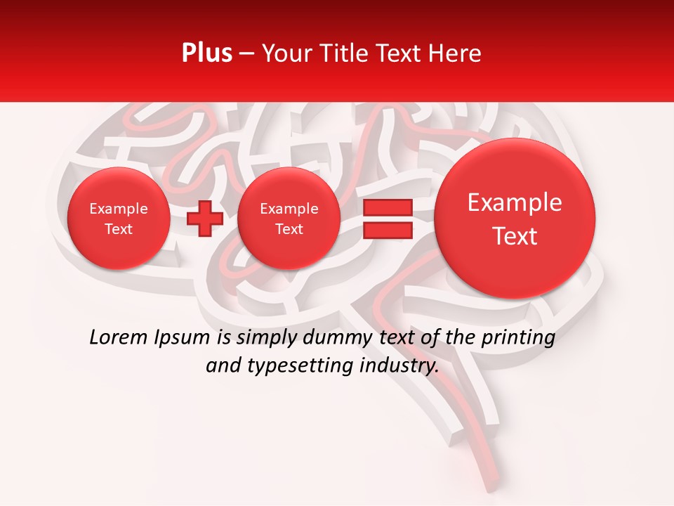 A Red And White Brain With A Red Banner PowerPoint Template