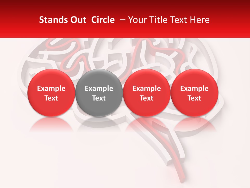 A Red And White Brain With A Red Banner PowerPoint Template