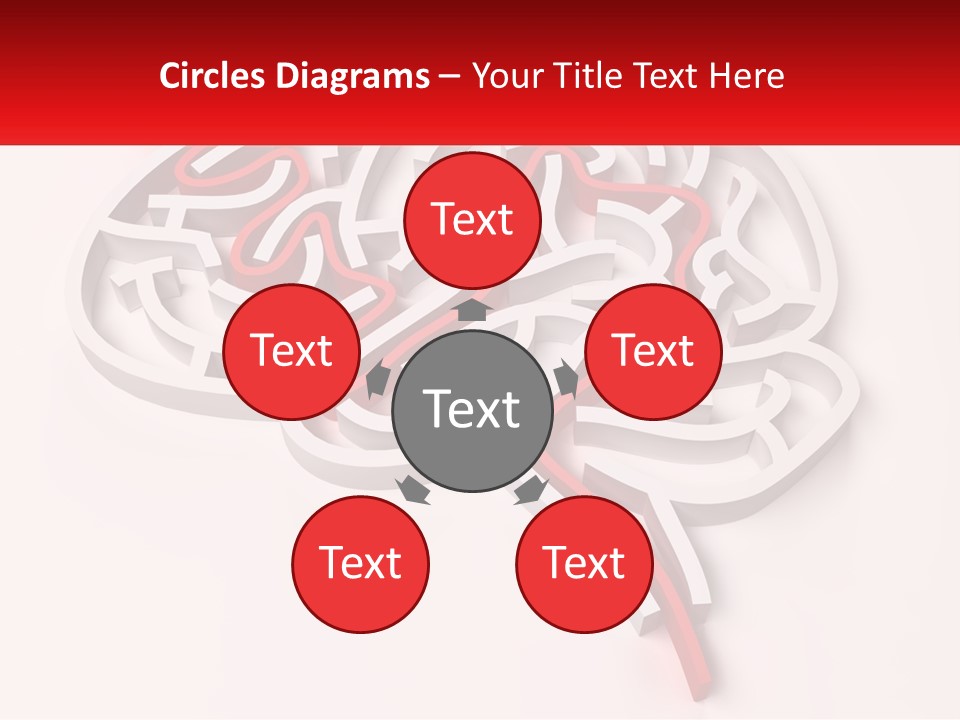 A Red And White Brain With A Red Banner PowerPoint Template