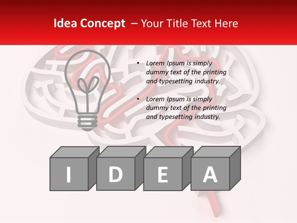 A Red And White Brain With A Red Banner PowerPoint Template