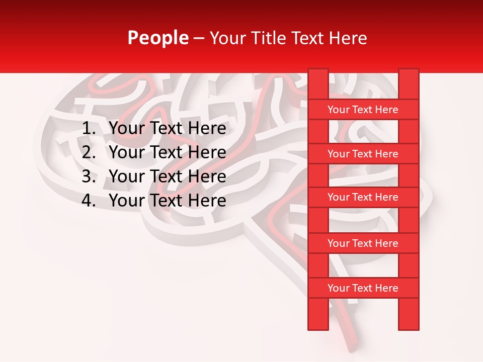 A Red And White Brain With A Red Banner PowerPoint Template
