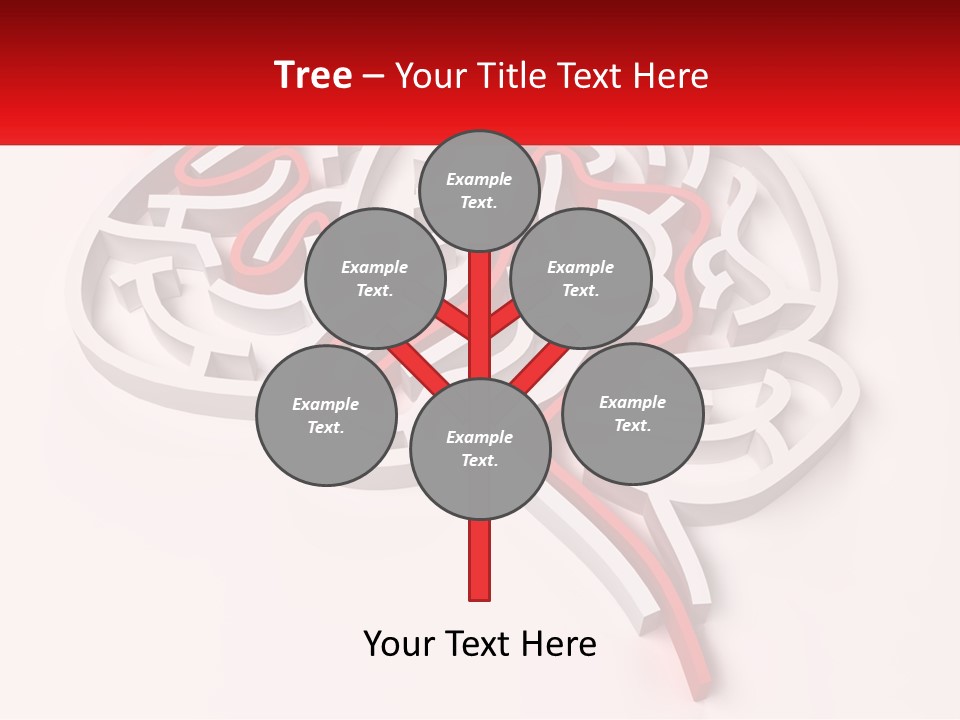 A Red And White Brain With A Red Banner PowerPoint Template