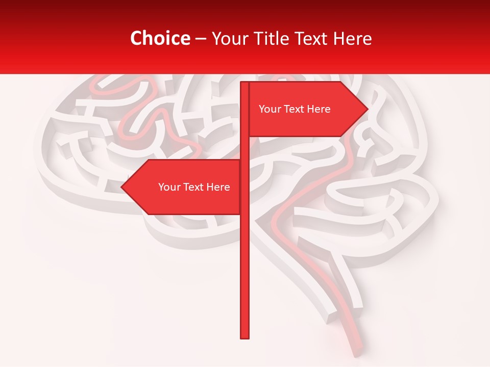 A Red And White Brain With A Red Banner PowerPoint Template