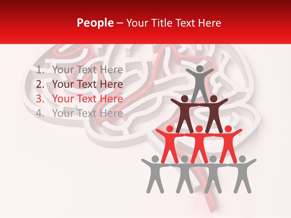 A Red And White Brain With A Red Banner PowerPoint Template