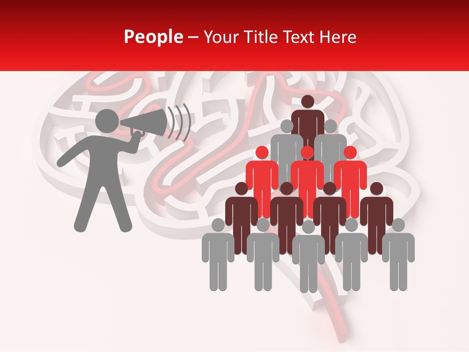 A Red And White Brain With A Red Banner PowerPoint Template